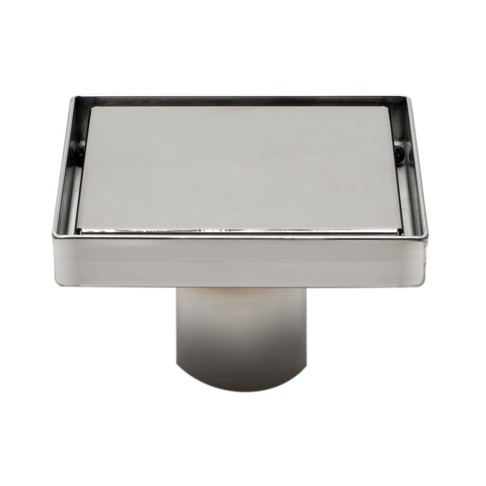 5" x 5" Modern Square Polished Stainless Steel Shower Drain with Solid Cover. Picture 1