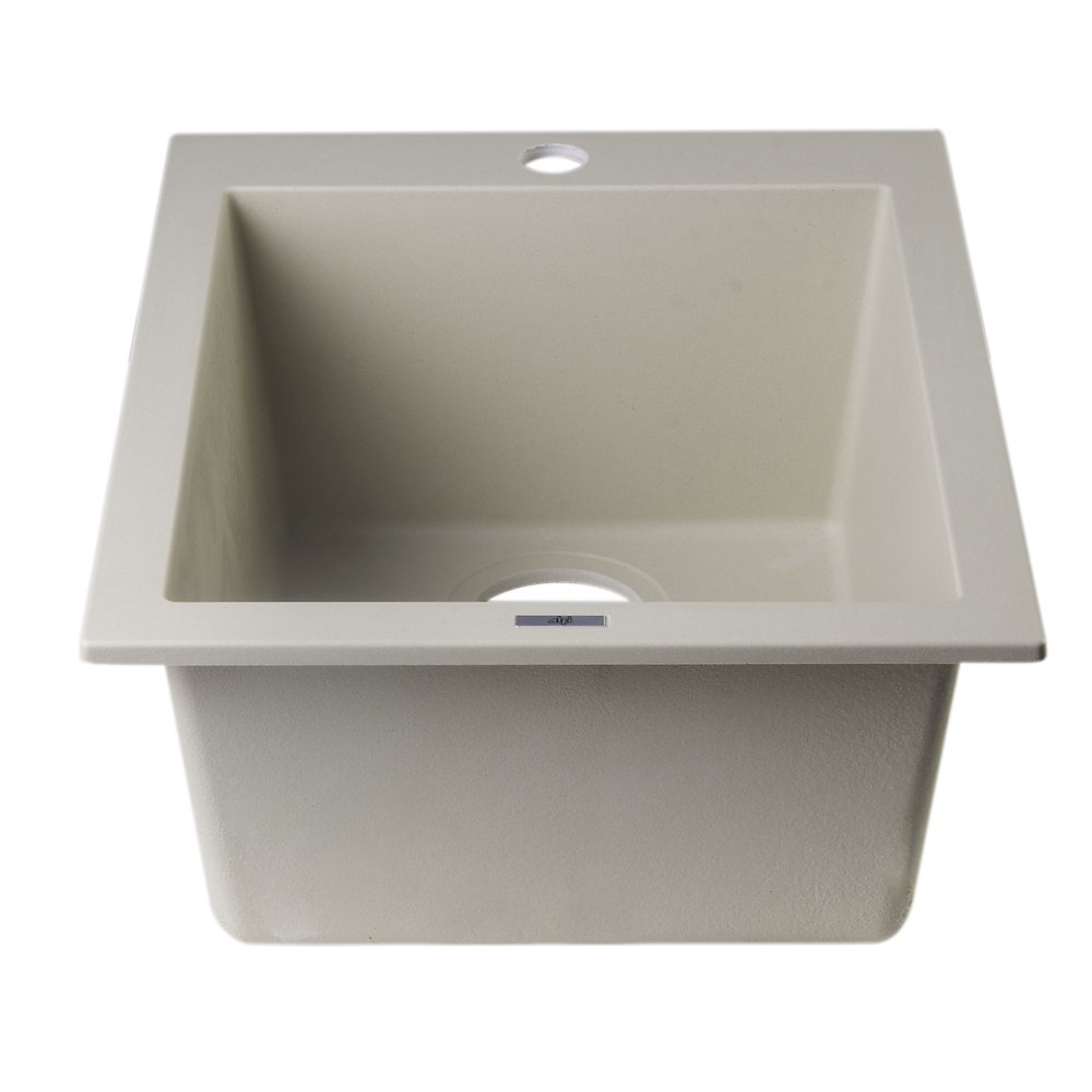 Biscuit 17" Drop-In Rectangular Granite Composite Kitchen Prep Sink. Picture 5