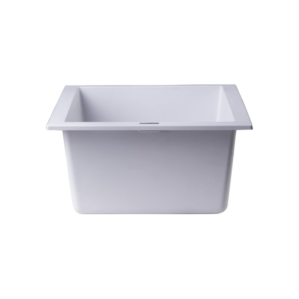 White 17" Undermount Rectangular Granite Composite Kitchen Prep Sink. Picture 9