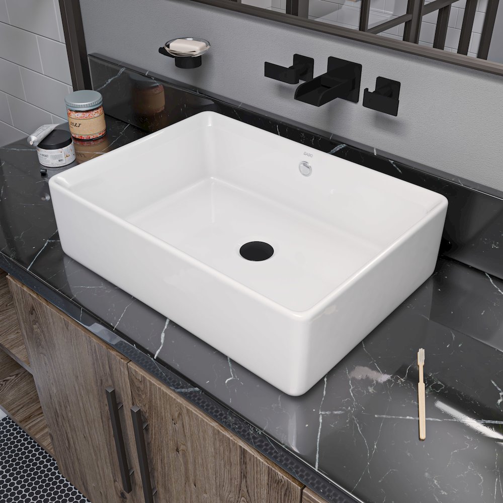 20" RECTANGULAR CERAMIC ABOVE MOUNT BASIN VESSEL SINK. Picture 5