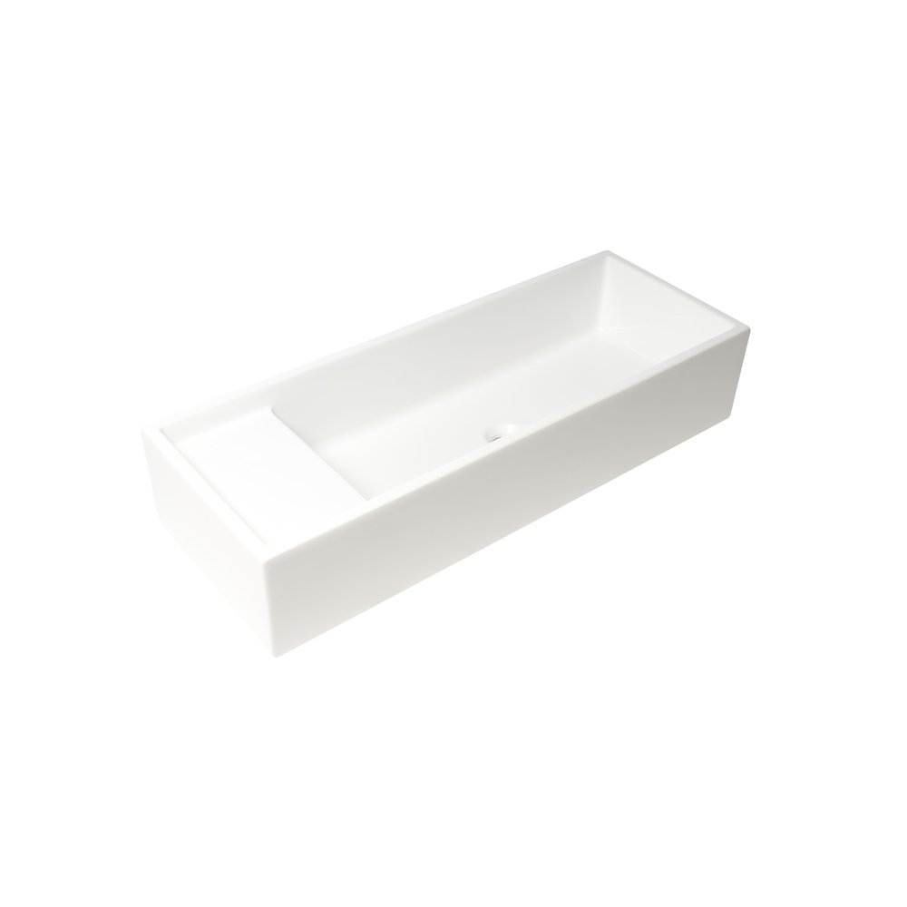 39" White Above Mount Fireclay Bathroom Trough Sink. Picture 1