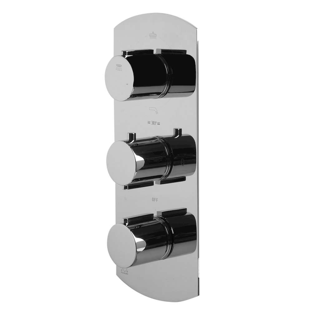 Polished Chrome Concealed 4-Way Thermostatic Valve Shower Mixer /W Round Knobs. Picture 1
