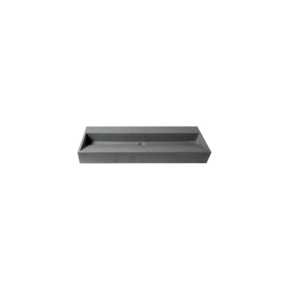 48" Solid Concrete Gray Matte Trough Sink for the Bathroom. Picture 6