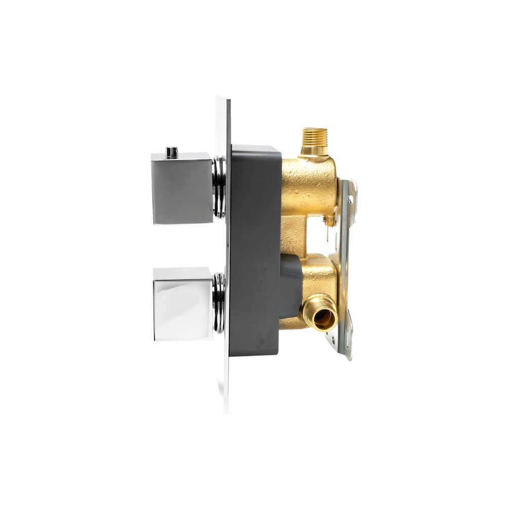Polished Chrome Square Knob 1 Way Thermostatic Shower Mixer. Picture 7