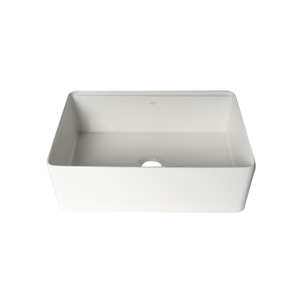White Smooth Apron Workstation 30" x 20" Single Bowl Step Rim Fireclay Farm Sink. Picture 8