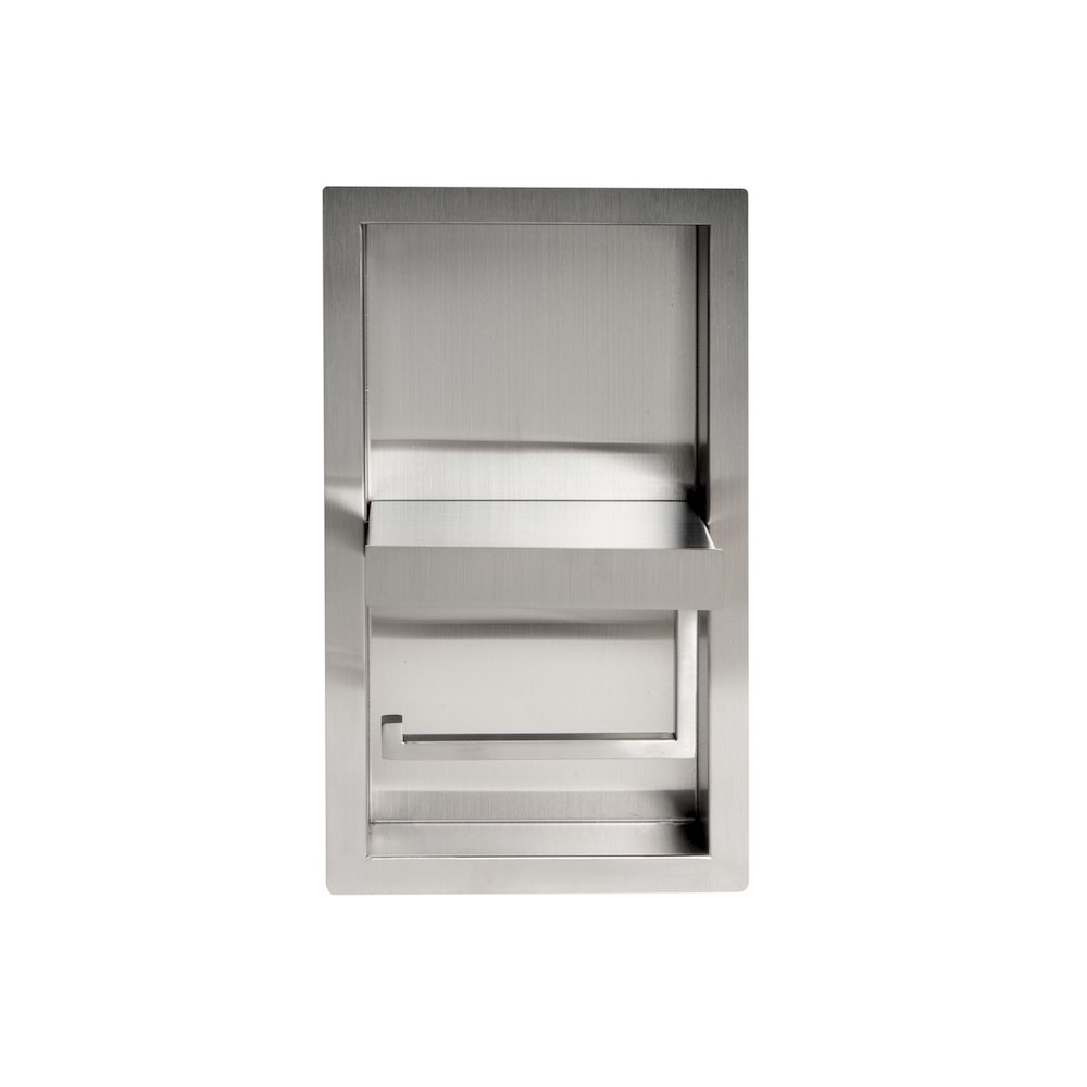 ALFI brand Brushed Stainless Steel Recessed Toilet Paper Holder Niche. Picture 4