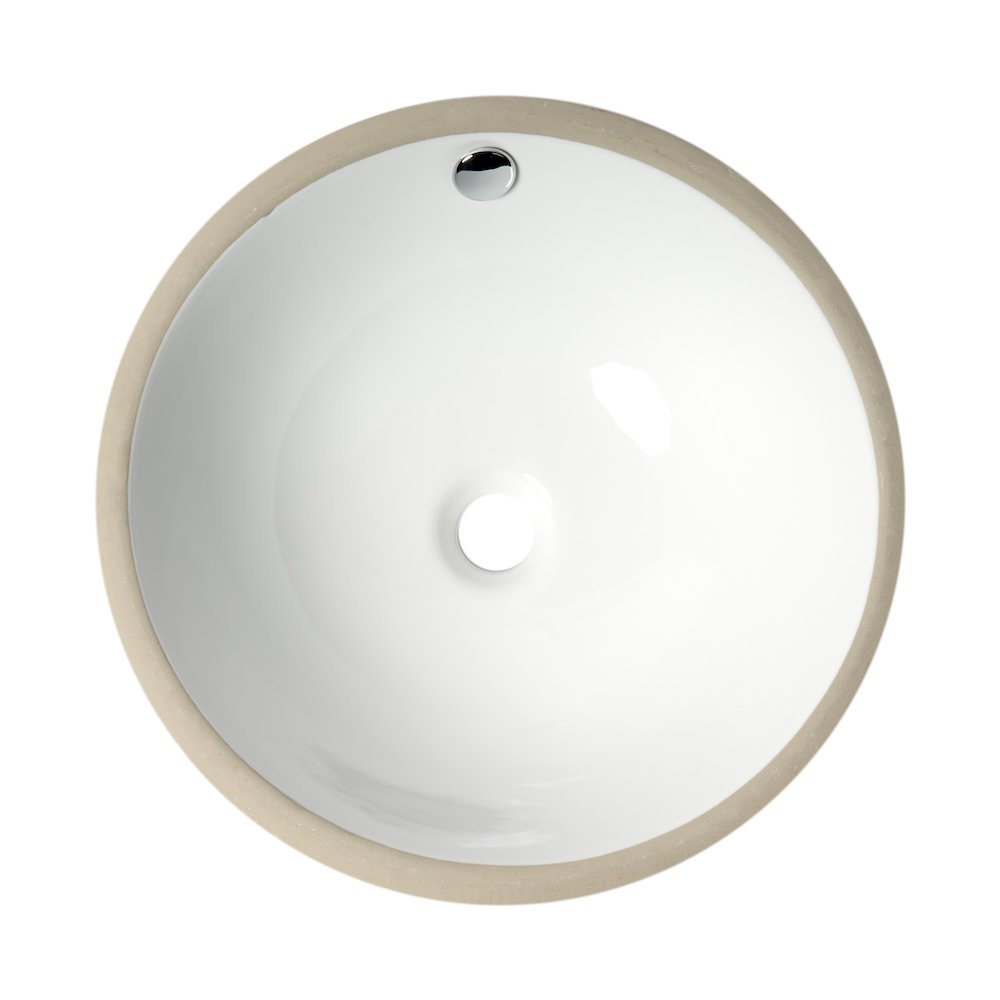 White 17" Round Undermount Ceramic Sink. Picture 4