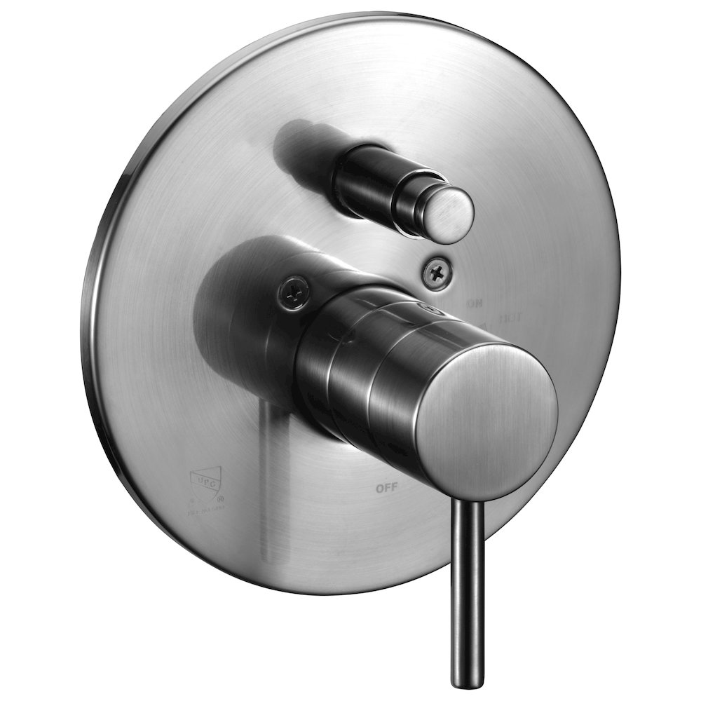 Brushed Nickel Pressure Balanced Round Shower Mixer with Diverter. Picture 1