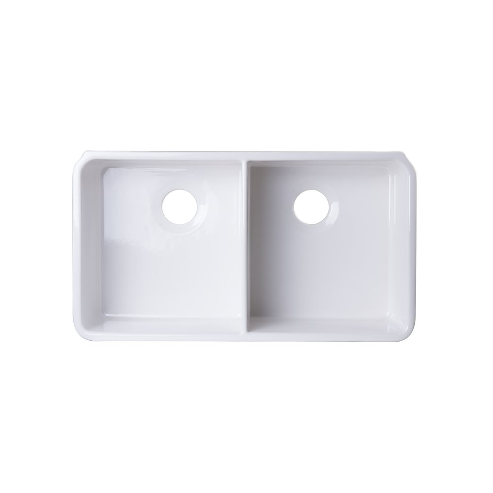 32 inch White Double Bowl Fireclay Undermount Kitchen Sink. Picture 5