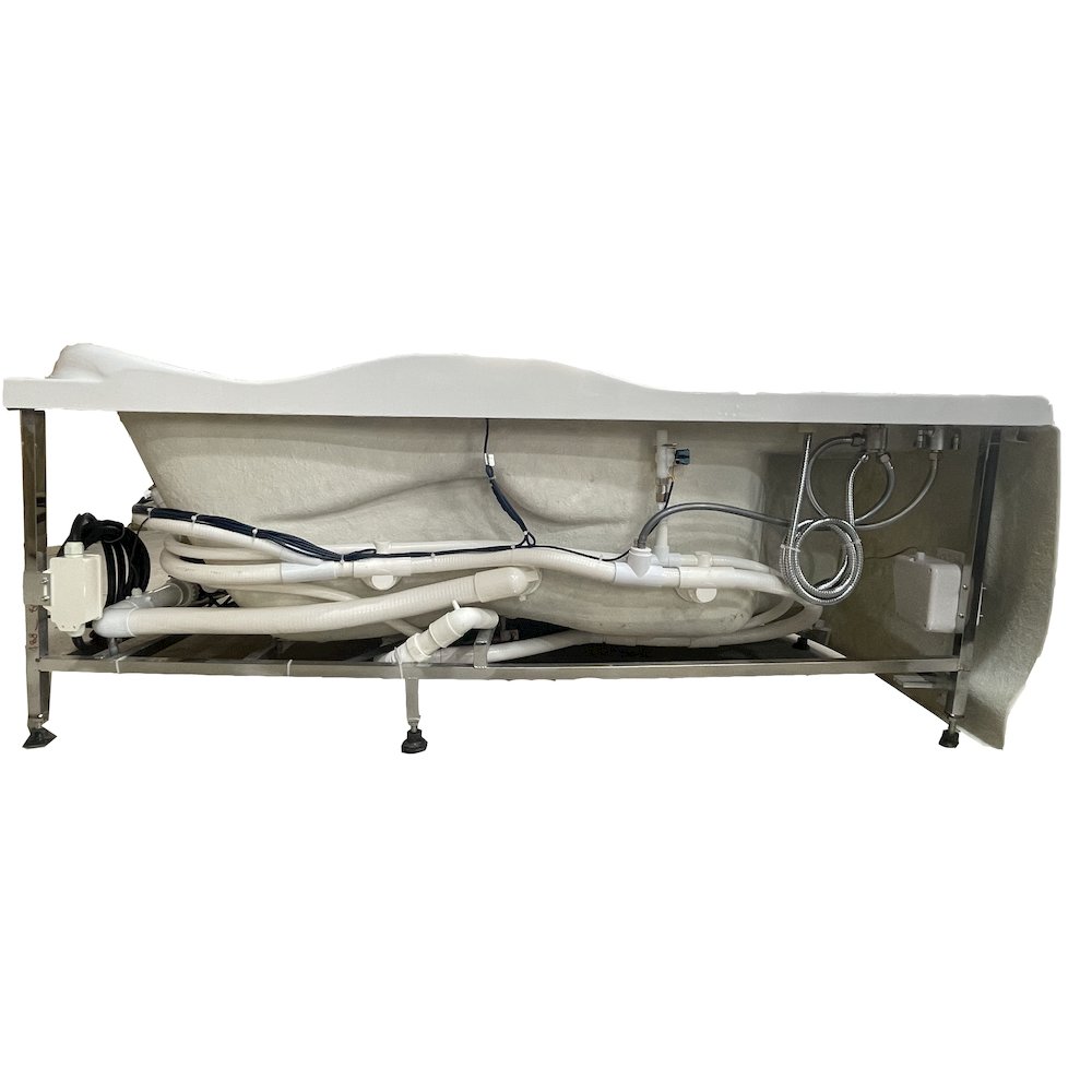 6 ft Right Drain Corner Acrylic White Whirlpool Bathtub for Two. Picture 8