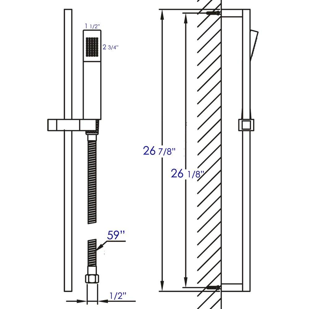 Polished Chrome Sliding Rail Hand Held Shower Head Set With Hose. Picture 10