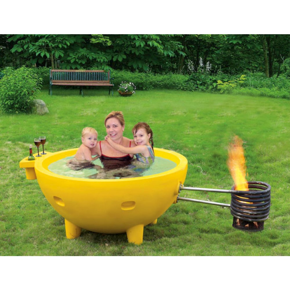 Red Wine FireHotTub The Round Fire Burning Portable Outdoor Hot Bath Tub. Picture 8