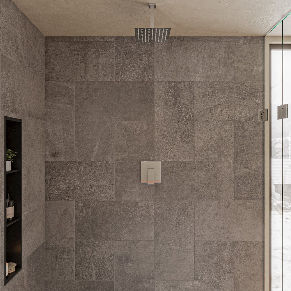 Polished Chrome Shower Valve Mixer With Square Lever Handle. Picture 6