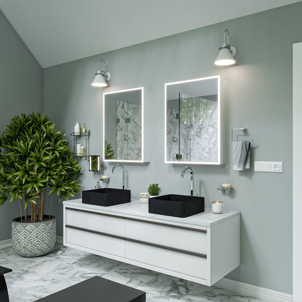 Black Matte 16" Modern Square Above Mount Ceramic Sink. Picture 8