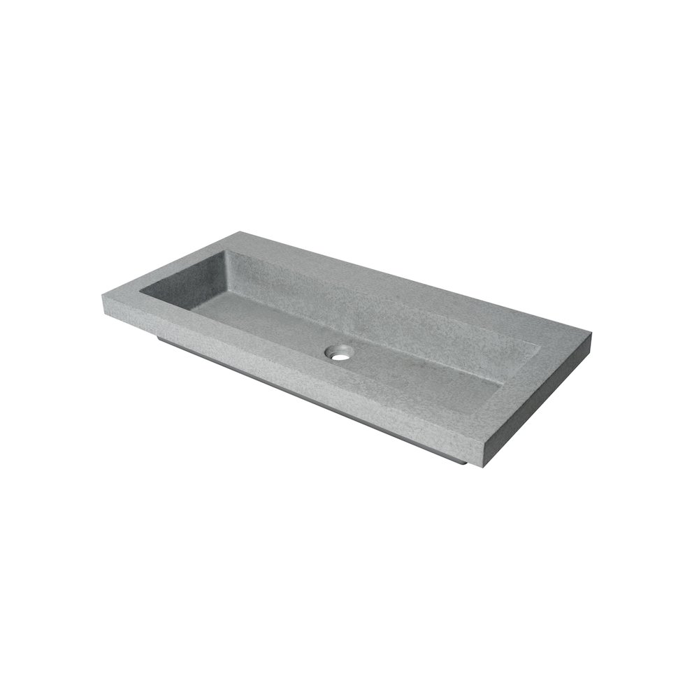 40" Solid Concrete Gray Matte Trough Sink for the Bathroom. Picture 1