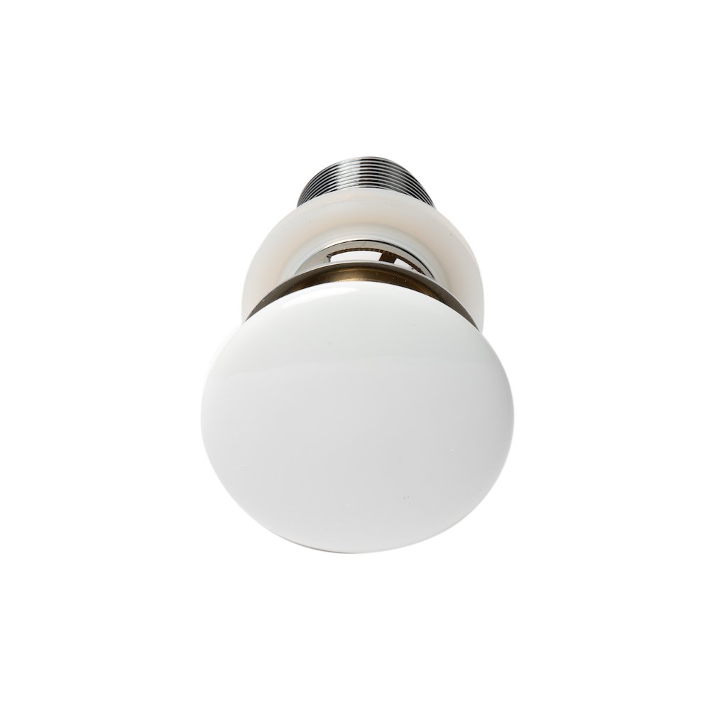 White Ceramic Mushroom Top Pop Up Drain for Sinks with Overflow. Picture 2