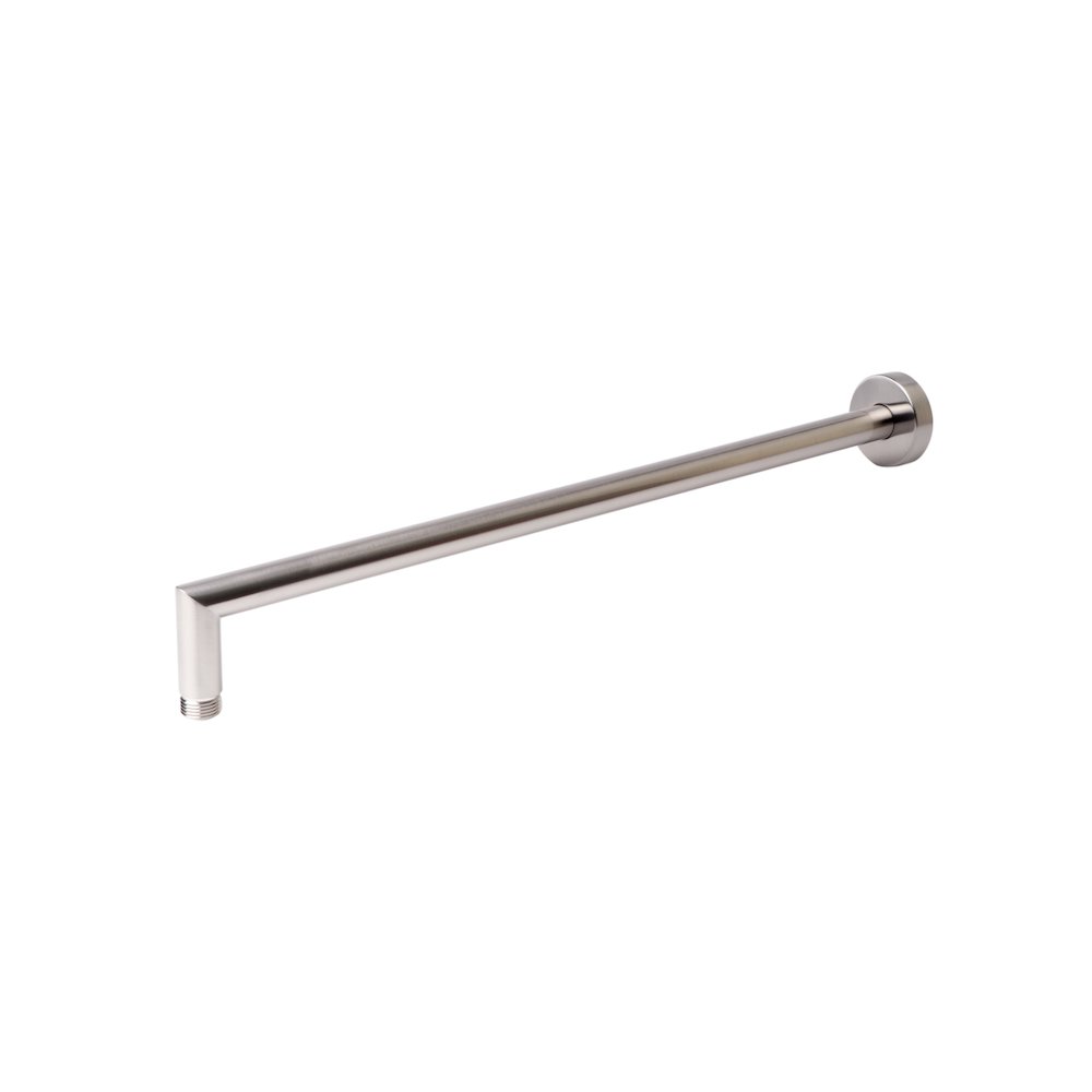 Brushed Nickel 20" Round Wall Shower Arm. Picture 1