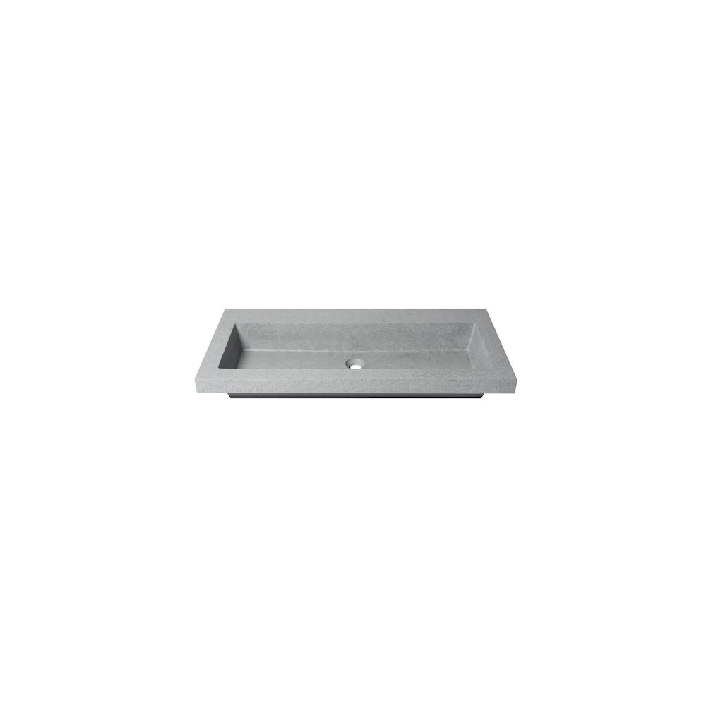 40" Solid Concrete Gray Matte Trough Sink for the Bathroom. Picture 6