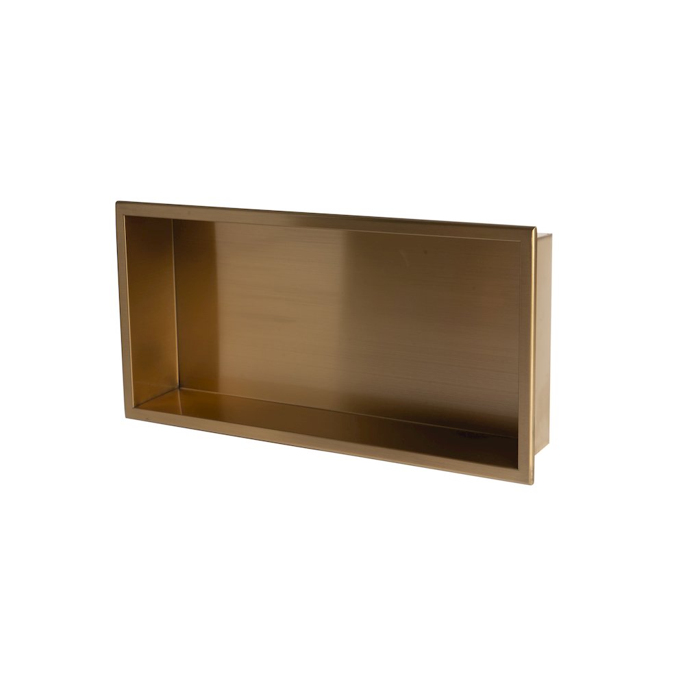 Brushed Gold PVD Stainless Steel Horizontal Single Shelf Shower Niche. Picture 8