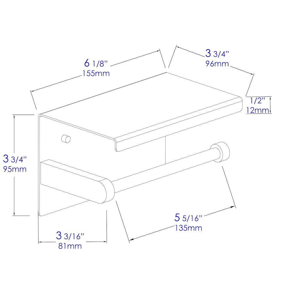 ALFI brand Brushed Stainless Steel Toilet Paper Holder with Shelf. Picture 8