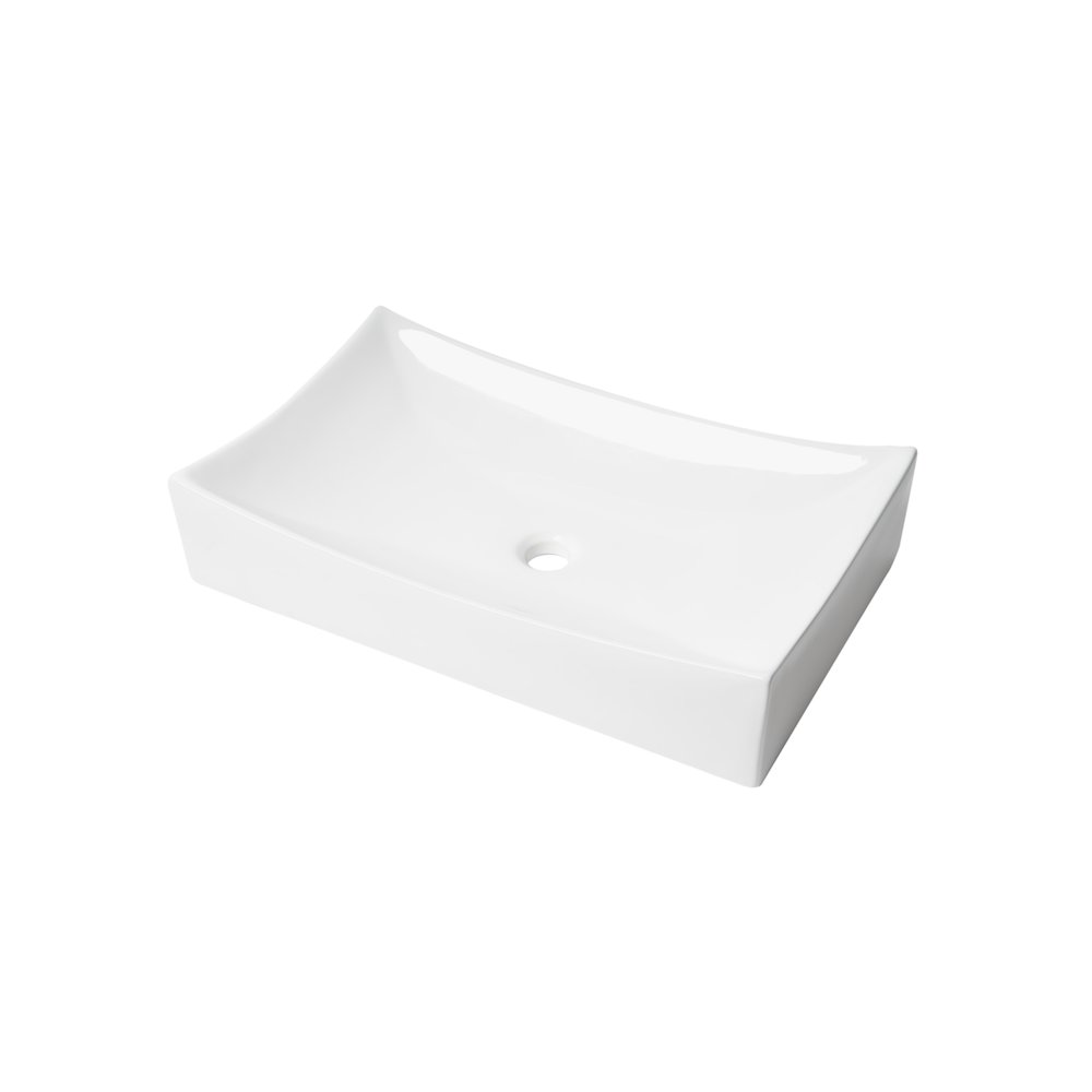 White 26" Fancy Rectangular Above Mount Ceramic Sink. Picture 1