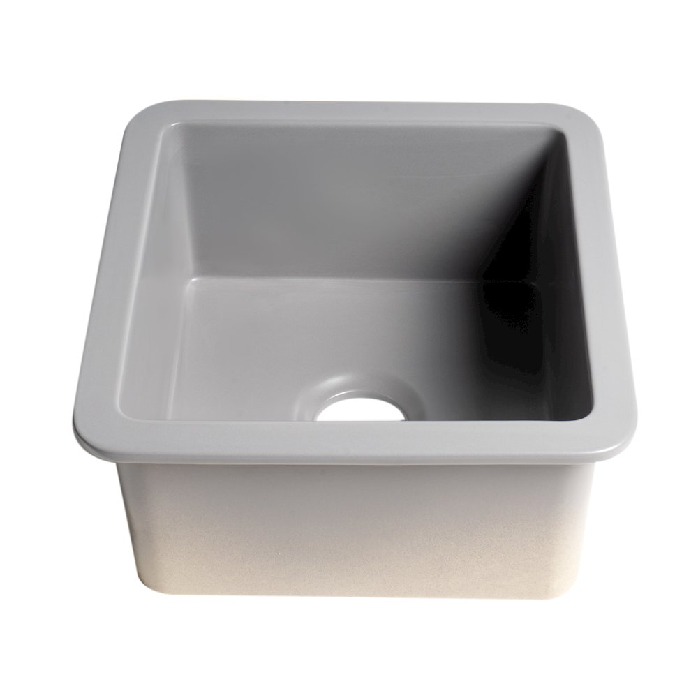 Gray Matte Square 18" x 18" Undermount / Drop In Fireclay Prep Sink. Picture 6