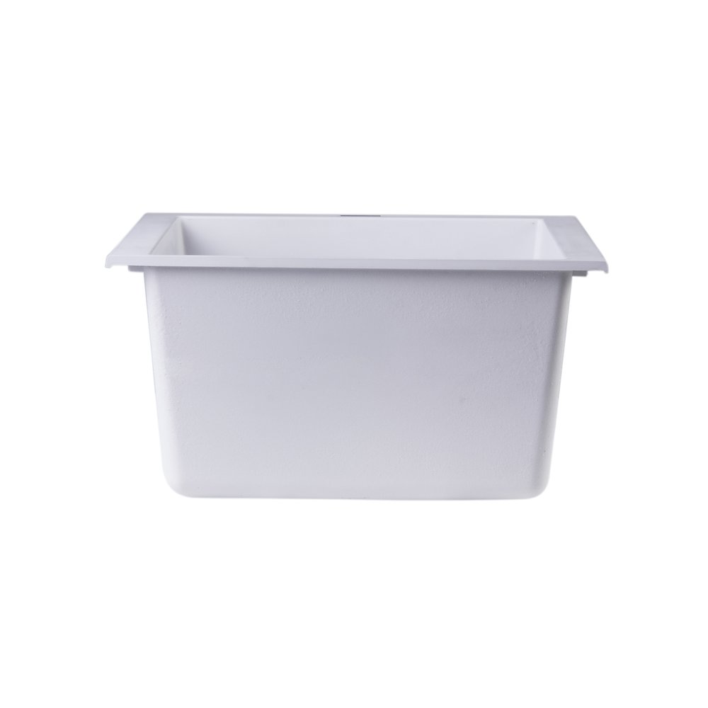 White 17" Undermount Rectangular Granite Composite Kitchen Prep Sink. Picture 7