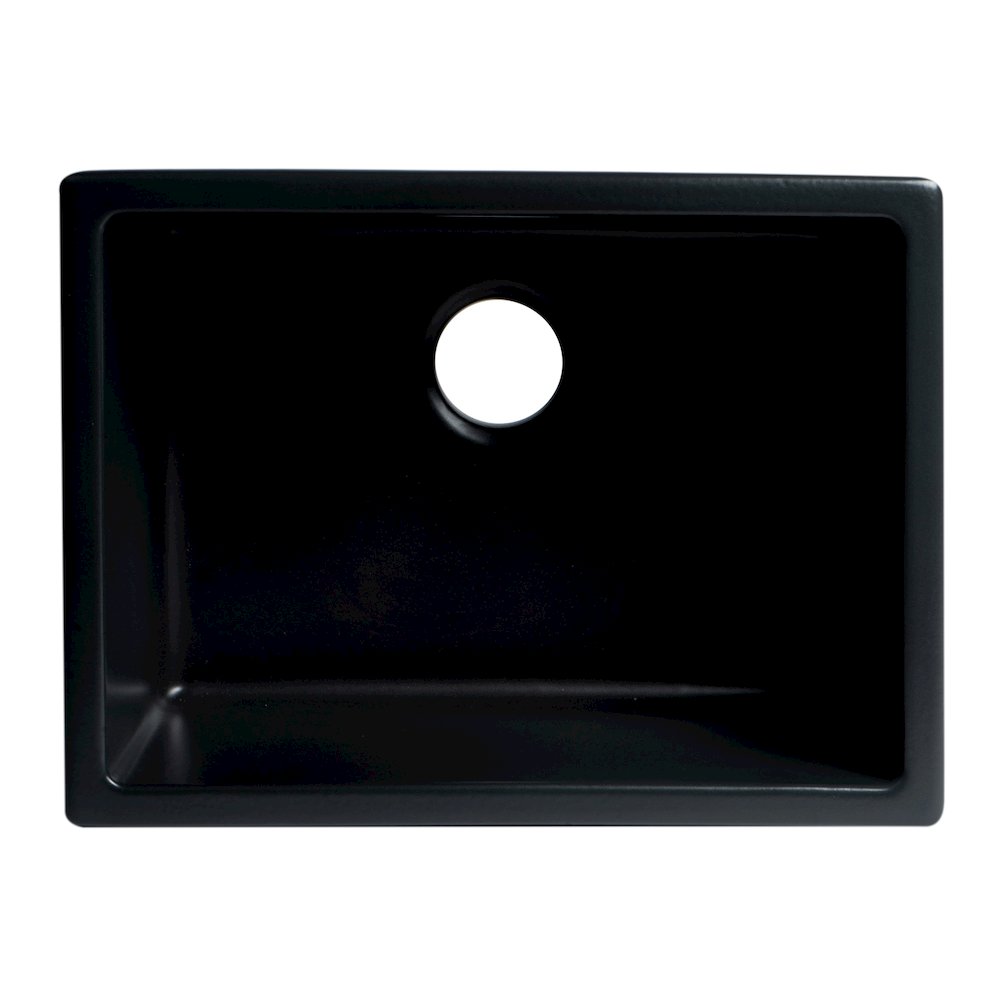 Black Matte 24" x 18" Fireclay Undermount / Drop In Fireclay Kitchen Sink. Picture 8