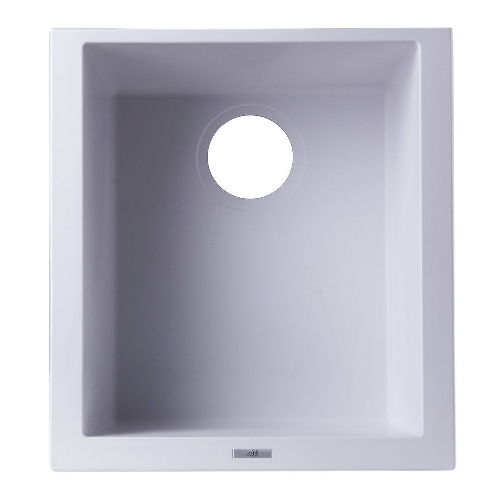 White 17" Undermount Rectangular Granite Composite Kitchen Prep Sink. Picture 4