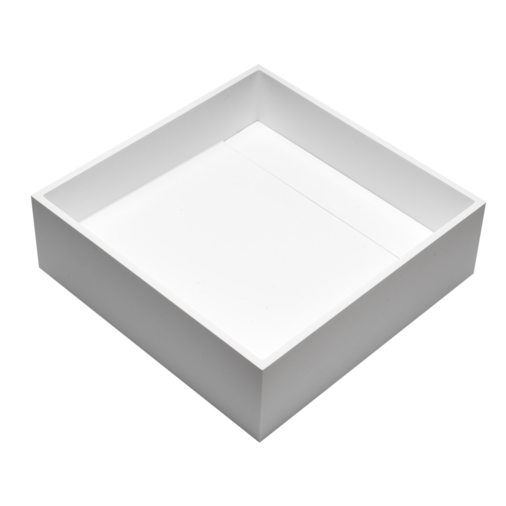 14" Square White Matte Solid Surface Resin Sink. Picture 1