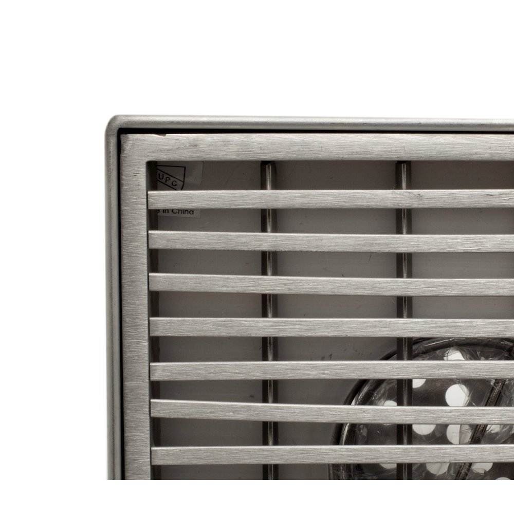 5" x 5" Square Stainless Steel Shower Drain with Groove Lines. Picture 7