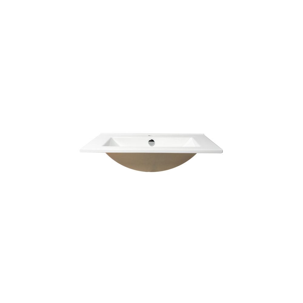 White 25" Rectangular Drop In Ceramic Sink with Faucet Hole. Picture 8