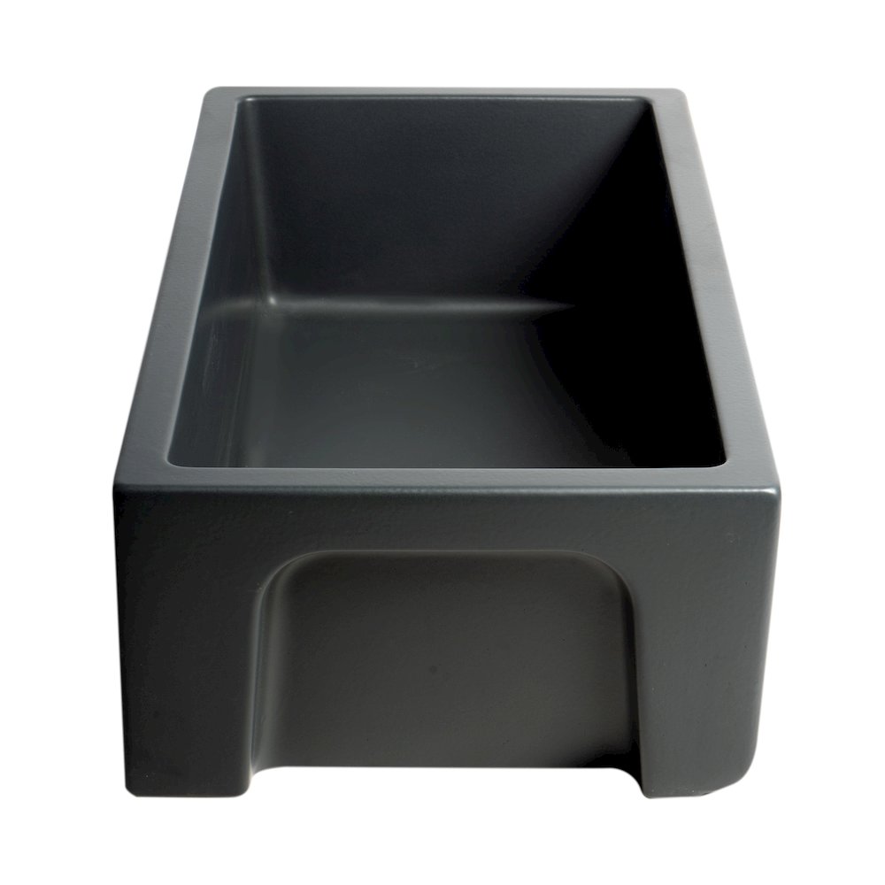 33" Black Matte Reversible Smooth / Fluted Single Bowl Fireclay Farm Sink. Picture 7