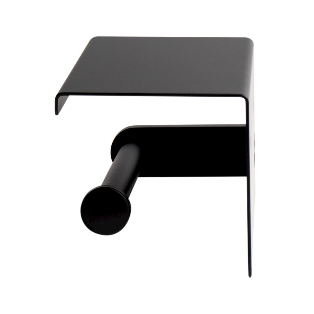 ALFI brand Black Matte Stainless Steel Toilet Paper Holder with Shelf. Picture 5