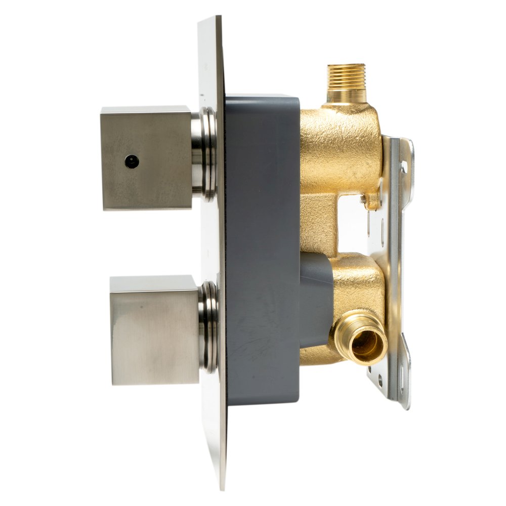 Brushed Nickel Square Knob 1 Way Thermostatic Shower Mixer. Picture 7