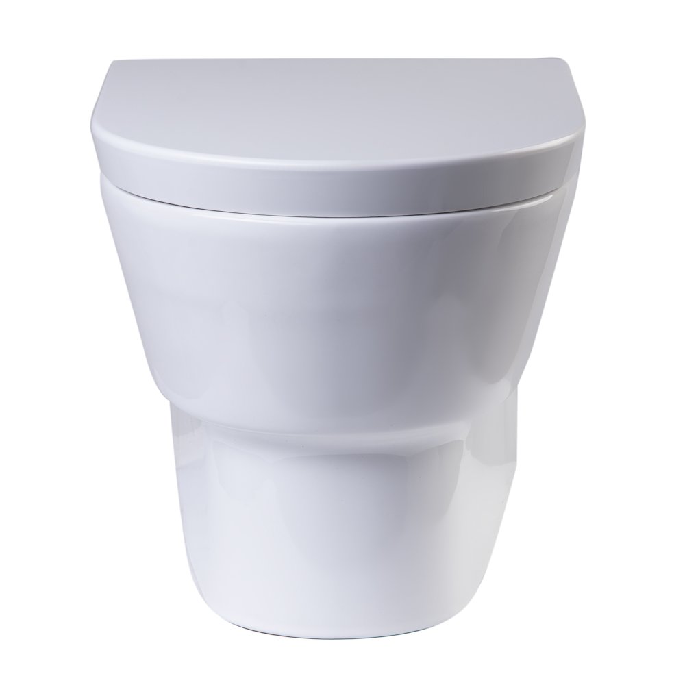 Round Modern Wall Mount Dual Flush Toilet Bowl. Picture 1