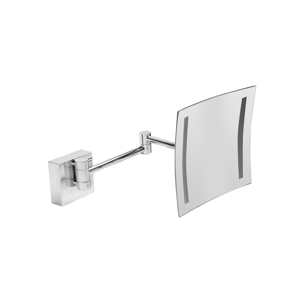 Polished Chrome Wall Mount Square 8" 5x Magnifying Cosmetic Mirror with Light. Picture 1
