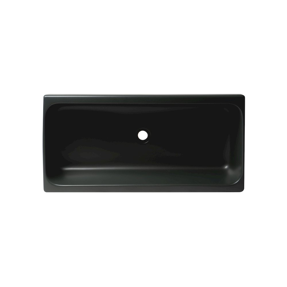 36" Black Matte Above Mount Fireclay Bathroom Trough Sink. Picture 7