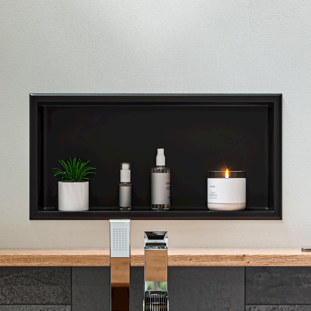 Brushed Black PVD Stainless Steel Horizontal Single Shelf Shower Niche. Picture 9