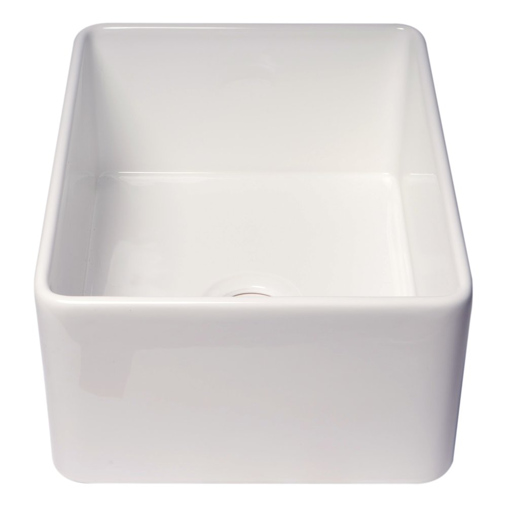 ABF2418 24" White Thin Wall Single Bowl Smooth Apron Fireclay Kitchen Farm Sink. Picture 7