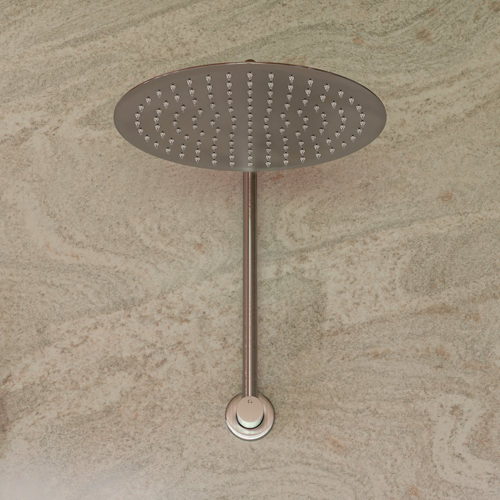 Solid Brushed Stainless Steel 12" Round Ultra Thin Rain Shower Head. Picture 4