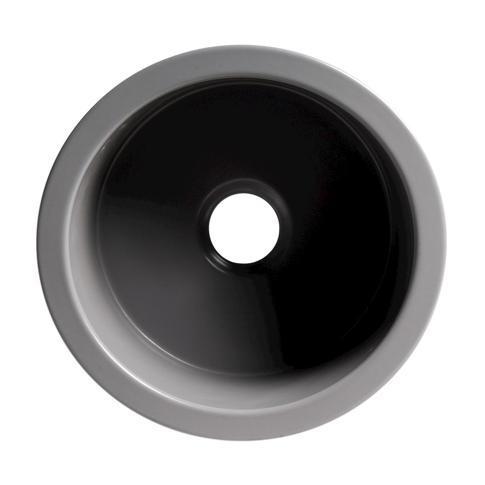 Gray Matte Round 18" x 18" Undermount / Drop In Fireclay Prep Sink. Picture 8