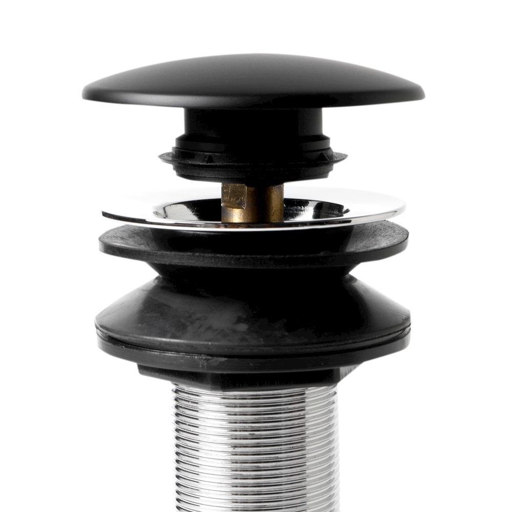 Black Matte Pop Up Drain with Overflow. Picture 7