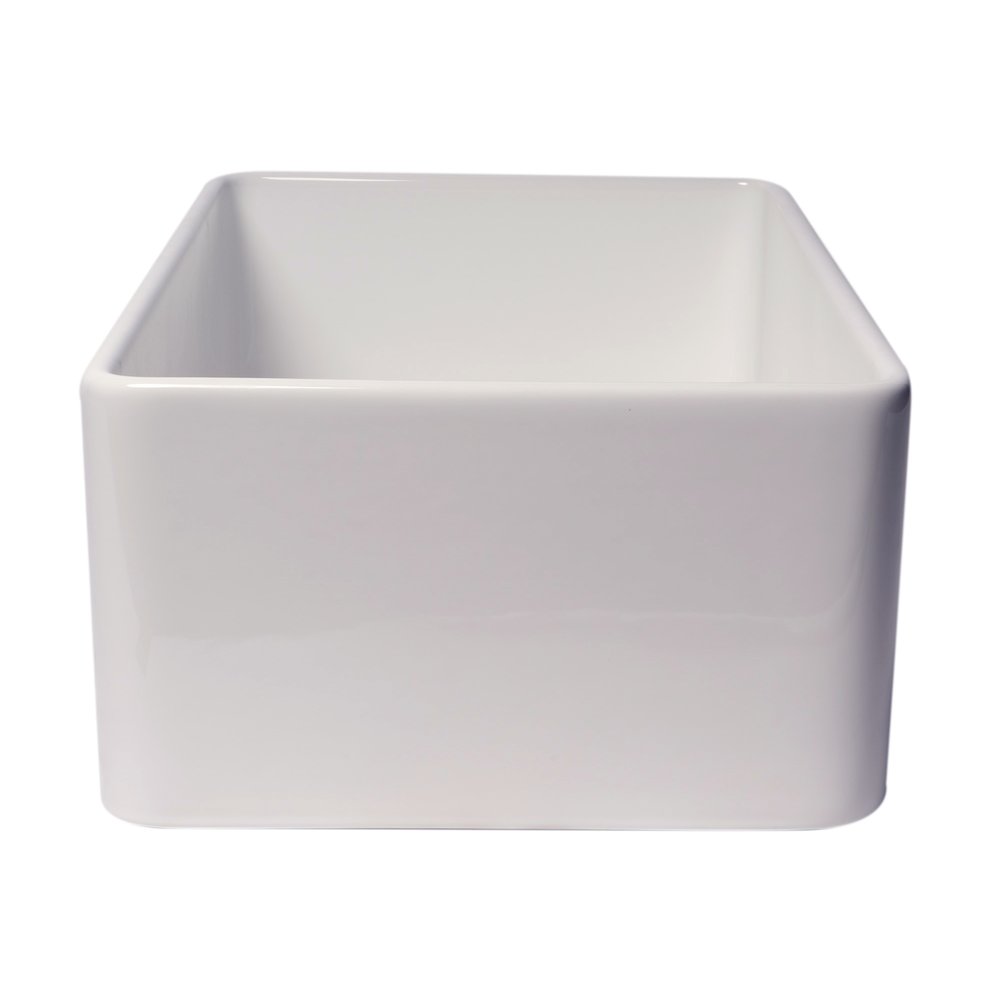 ABF3018 30" White Thin Wall Single Bowl Smooth Apron Fireclay Kitchen Farm Sink. Picture 8