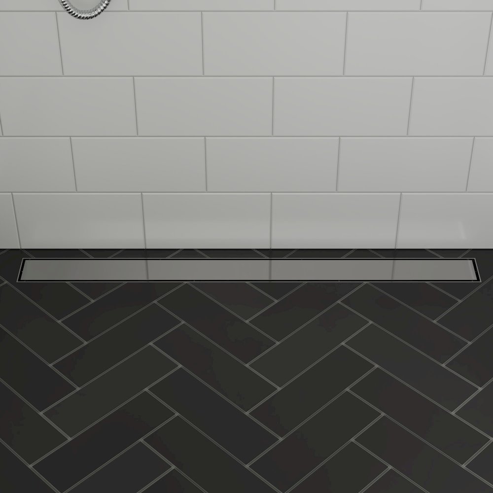 36" Modern Polished Stainless Steel Linear Shower Drain with Solid Cover. Picture 6