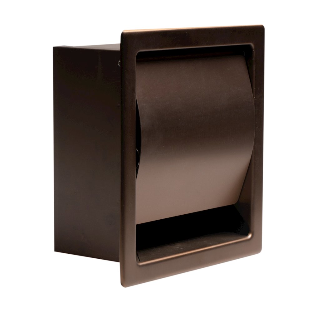 PVD Brushed Copper Stainless Steel Recessed Toilet Paper Holder with Cover. Picture 2