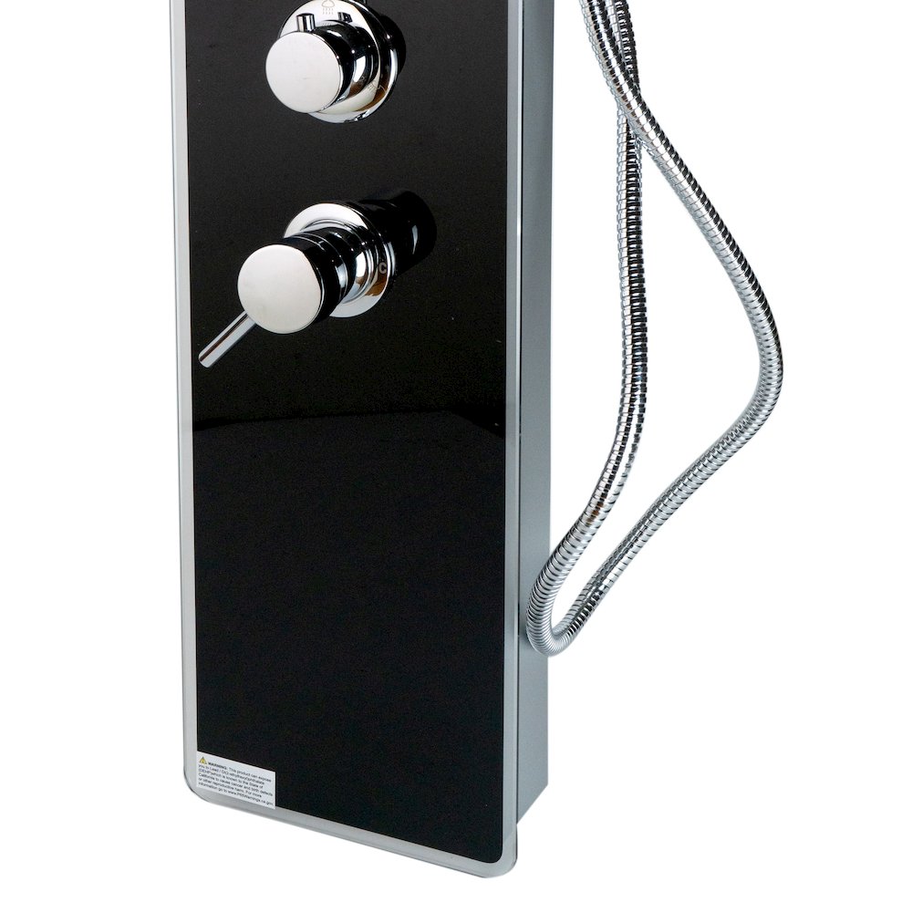 Black Glass Shower Panel with 2 Body Sprays and Rain Shower Head. Picture 9