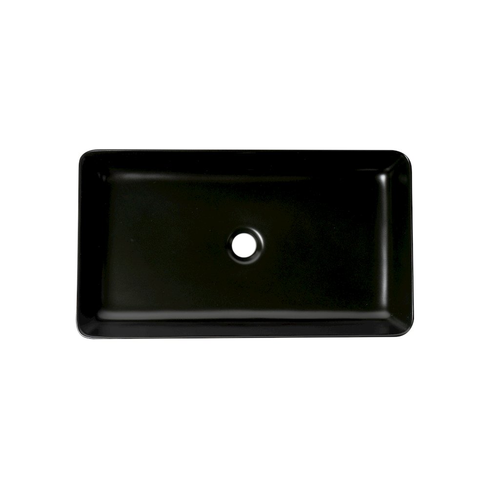 Black Matte 24" Modern Rectangular Above Mount Ceramic Sink. Picture 6