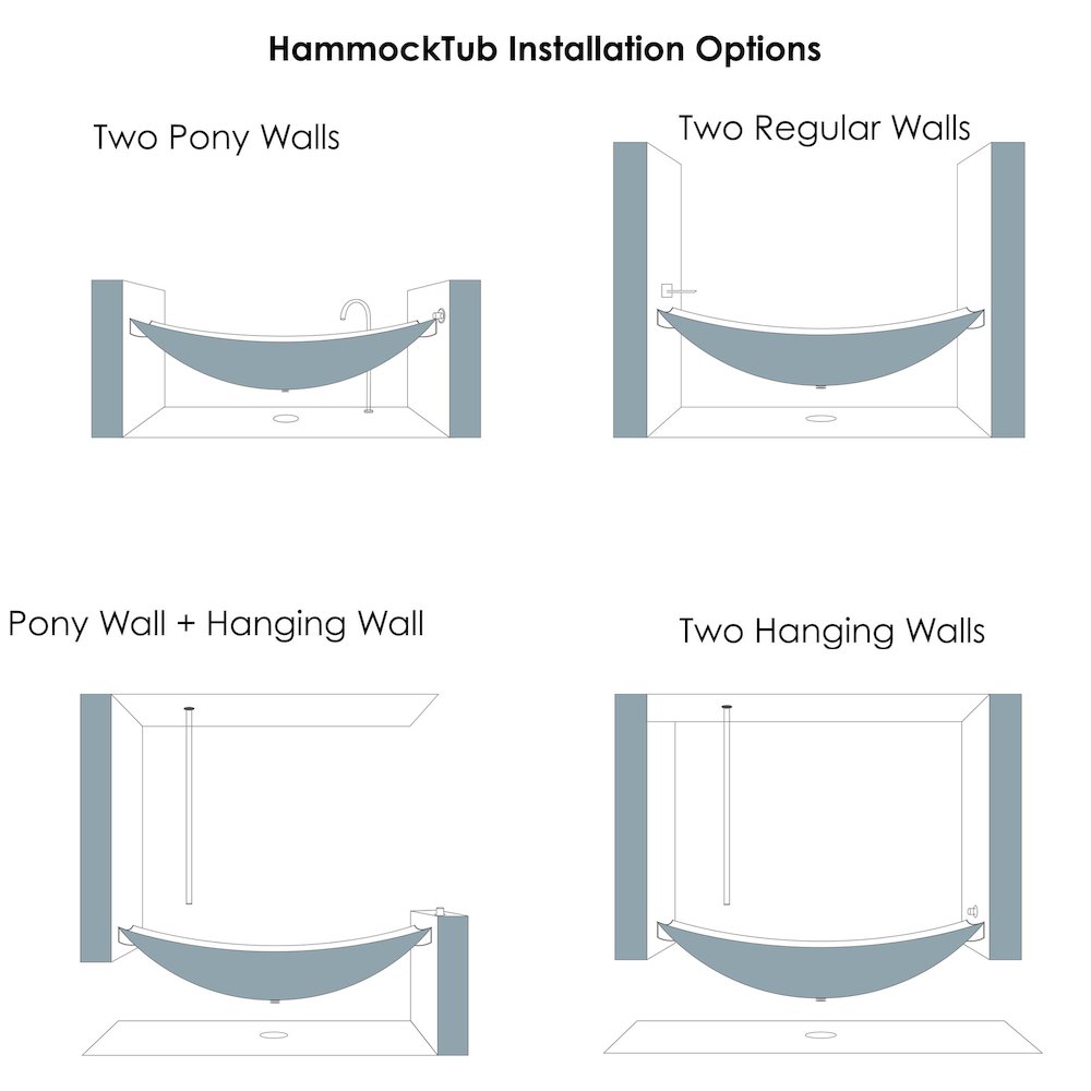 Black Matte 71" Solid Surface Resin Suspended Wall Mounted Hammock Bathtub. Picture 8