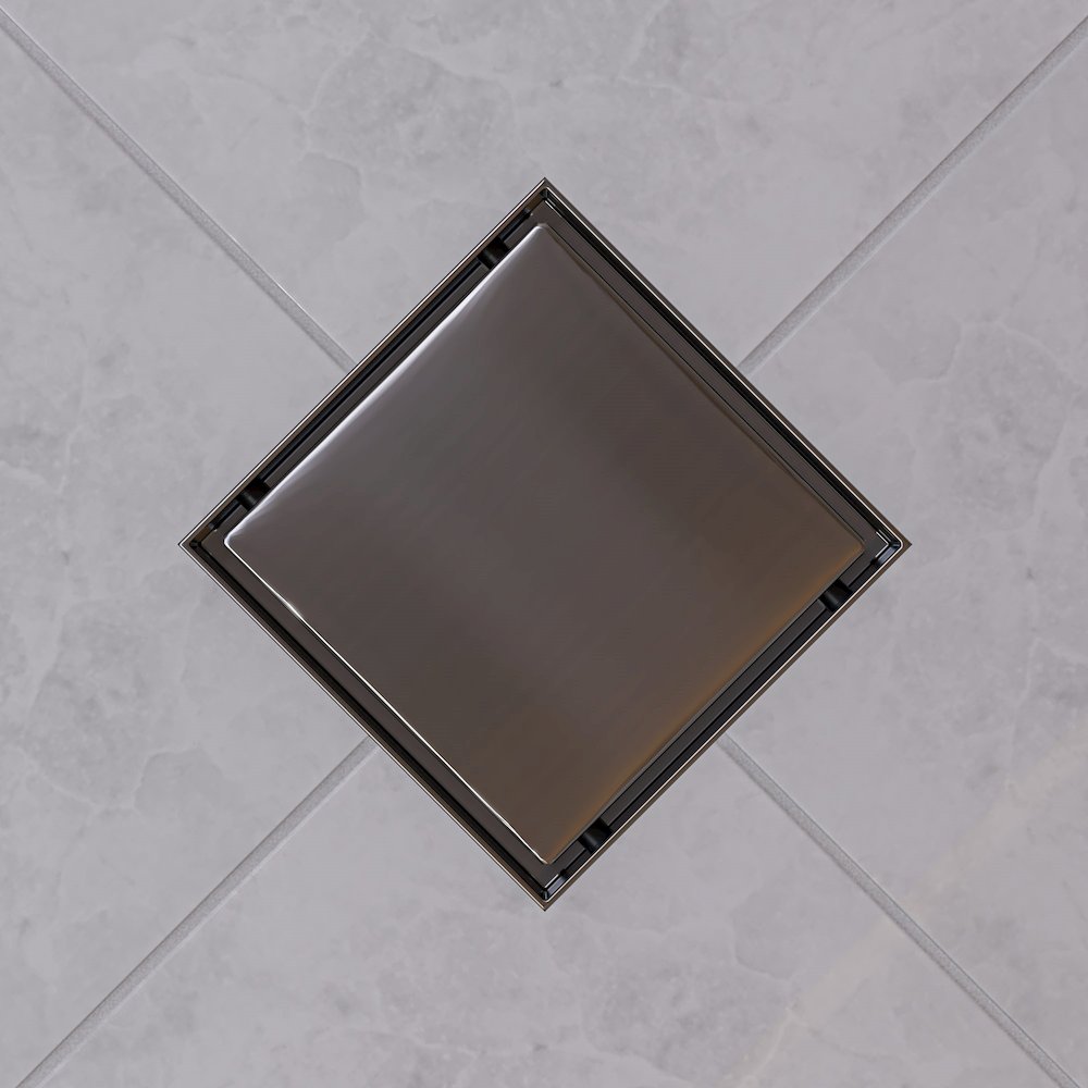 5" x 5" Modern Square Polished Stainless Steel Shower Drain with Solid Cover. Picture 2